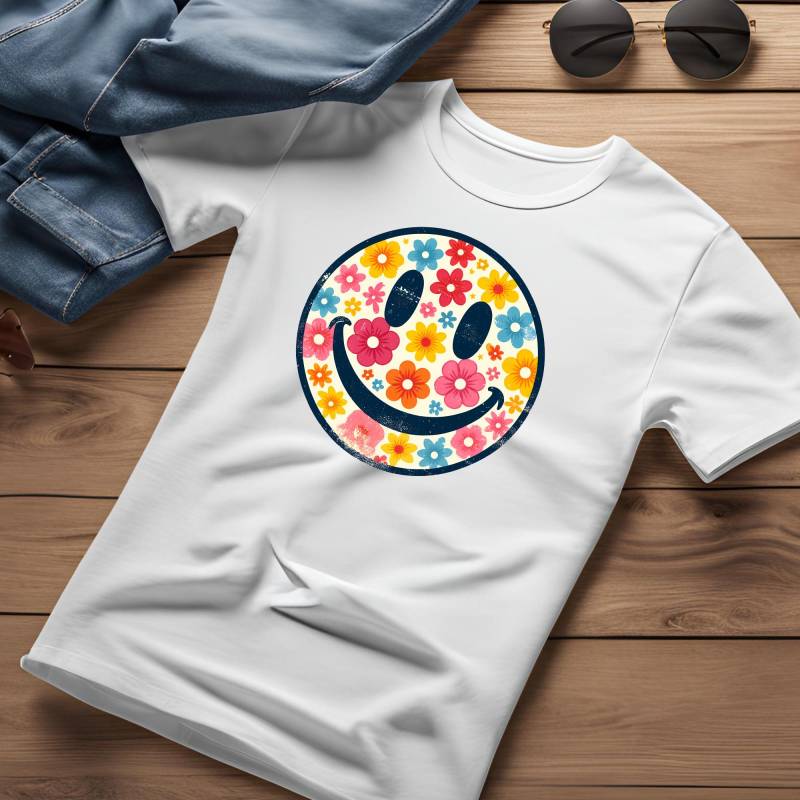 Schönes Garten Blumen T-Shirt Mit Smiley von Oderprint