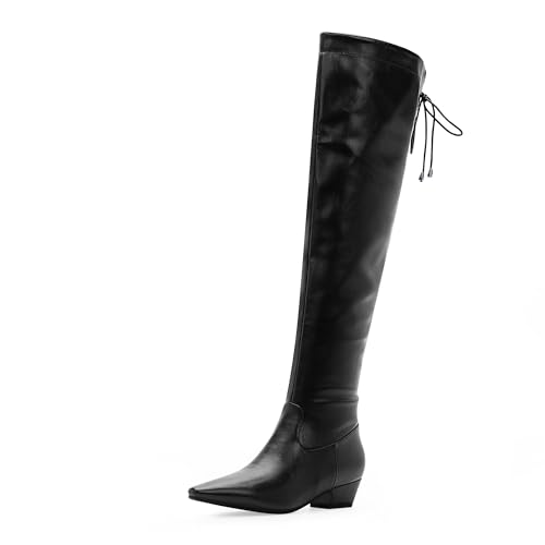 Odetina Damen-Stiefel mit klobigem Absatz, geschlossener Zehenbereich, seitlicher Reißverschluss, Schnürung, Overknee-Stiefel, Schwarz, 36 EU Odetina Damen-Stiefel mit klobigem Absatz, geschlossener Zehenbereich, seitlicher Reißverschluss, Schnürung, Overknee-Stiefel, Schwarz, 36 EU von Odetina