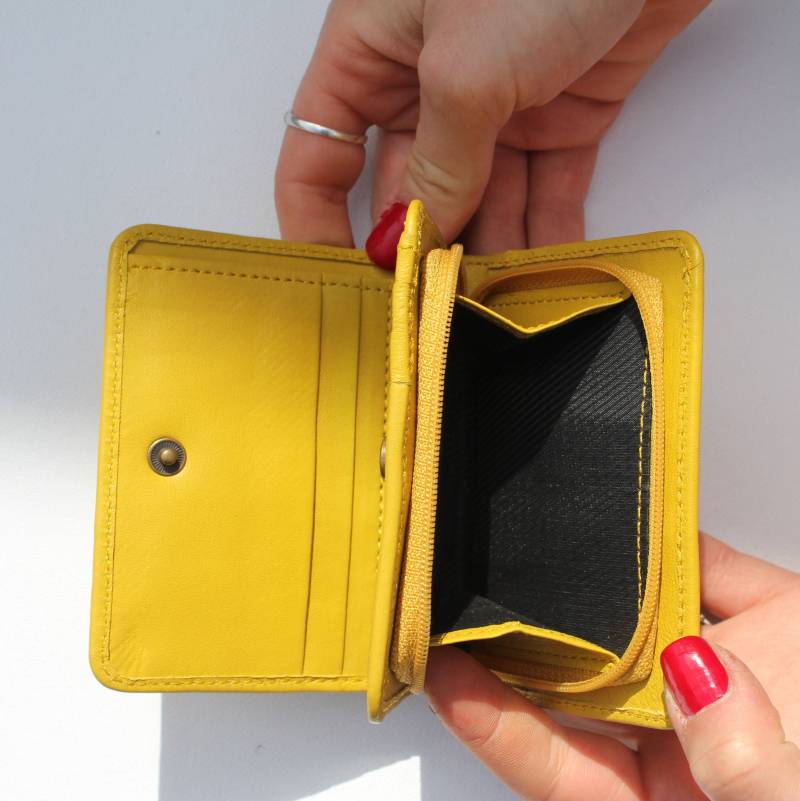 Gelbes Leder Mini Portemonnaie Kleines Karten - & Geldtäschchen, "Fran' von OdiLynch