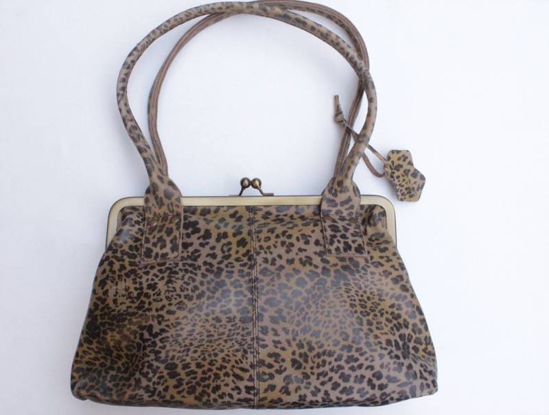 Leopard Print Leder Umhängetasche Clip Rahmen Geldbörse von OdiLynch