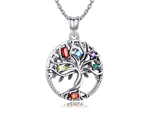 Odinstone Baum des Lebens Kette, Damen Lebensbaum Anhänger Halskette 100% S925 Sterling Silber Zirkonia Schmuck für Sie Freundin Muttertags Jubiläum Weihnachten Valentinstag Geburtstagsgeschenke von Odinstone