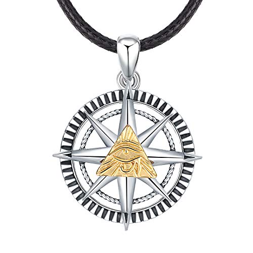 Odinstone S925 Sterling Silber Halskette für Herren, Eye of Horus Anhänger Herrenschutz/Glück/Amulett Schmuck, Geschenke für Freund/Vater/Bruder von Odinstone