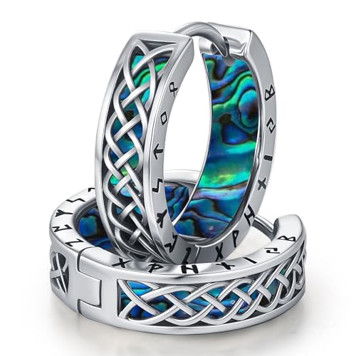 Ohrringe Herren 925 Silber Wikinger Ohrringe Creolen Männer Keltisch Viking Ohrschmuck Nordische Schmuck für Damen von Odinstone