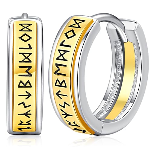Wikinger Ohrringe für Herren Frauen, 925 Sterling Silber Nordische Wikinger Ohrringe Viking Rune Ohrschmuck Schmuck Weihnachts Geschenke für Herren Damen (Rune-B) von Odinstone