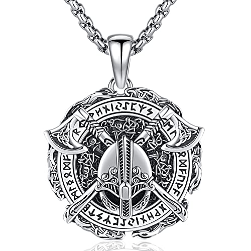 Vikings Nordische Axt Kette für Herren Wikinger Schmuck 925 Sterling Silber Wikinger Axt Anhänger Halskette Mythologie Schmuck Geschenke für Herren Damen von Odinstone