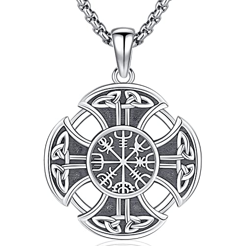 Wikinger Halskette mit Keltischer Knoten 925 Sterling Silber Viking Kette Wikinger Runen Amulett kette Nordische Wikinger Schmuck Geschenke für Herren Damen von Odinstone