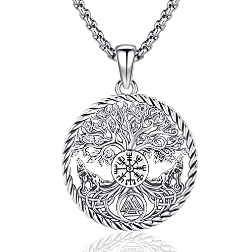 Wikinger Kette Herren 925 Sterling Silber Lebensbaum Viking Halskette Nordischer Mythologie Amulett Baum des Lebens Anhänger Schmuck Frauen Damen von Odinstone