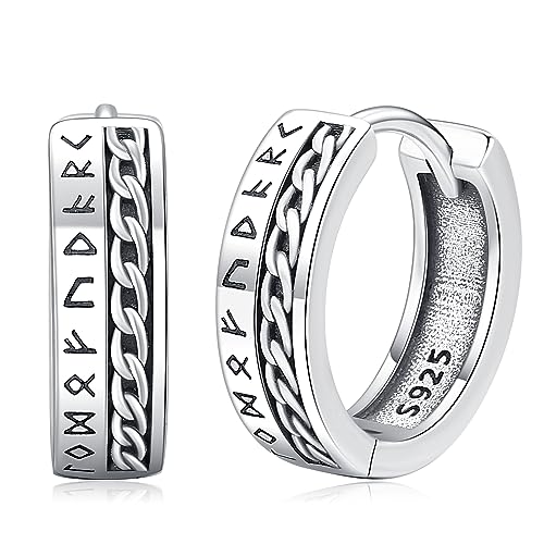 Wikinger Ohrringe für Herren Frauen, 925 Sterling Silber Nordische Wikinger Ohrringe Viking Rune Ohrschmuck Schmuck für Herren Damen von Odinstone