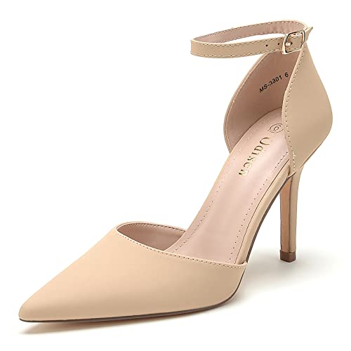 Odisen Damenschuhe, 8,9 cm, hohe Absätze, geschlossener Zehenbereich, Knöchelriemen, Brautkleid, Hochzeitskleid, Nubukleder, 37 EU von Odisen