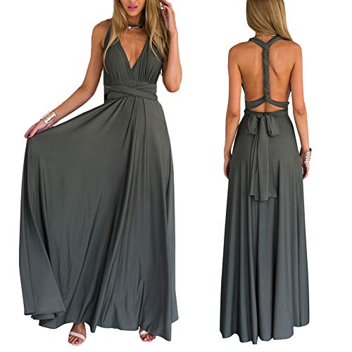 Abendkleid Lang Damen Elegant Rückenfreies Multiway Bandage Wickelkleid Festlich Hochzeitskleid Brautkleid Brautjungfernkleider Cocktailkleid Weihnachten Silvester Partykleid Ballkleid Dunkelgrau XS Abendkleid Lang Damen Elegant Rückenfreies Multiway Bandage Wickelkleid Festlich Hochzeitskleid Brautkleid Brautjungfernkleider Cocktailkleid Weihnachten Silvester Partykleid Ballkleid Dunkelgrau XS von Odizli