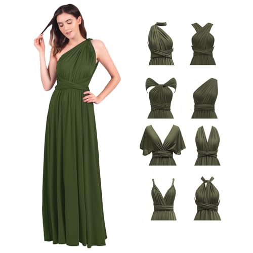 Abendkleid Lang Damen Elegant Rückenfreies Multiway Bandage Wickelkleid Festlich Hochzeitskleid Brautkleid Brautjungfernkleider Cocktailkleid Weihnachten Silvester Partykleid Ballkleid Dunkelgrün XS von Odizli