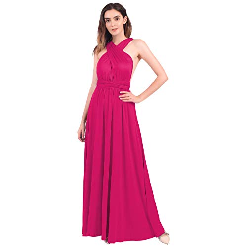 Abendkleid Lang Damen Elegant Rückenfreies Multiway Bandage Wickelkleid Festlich Hochzeitskleid Brautkleid Brautjungfernkleider Cocktailkleid Weihnachten Silvester Partykleid Ballkleid Heiß Rosa XL von Odizli