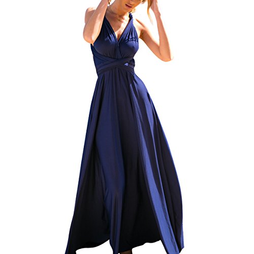 Abendkleid Lang Damen Elegant Rückenfreies Multiway Bandage Wickelkleid Festlich Hochzeitskleid Brautkleid Brautjungfernkleider Cocktailkleid Weihnachten Silvester Partykleid Ballkleid Navy Blau M von Odizli