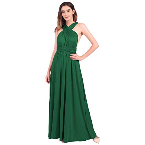 Abendkleid Lang Damen Elegant Sexy Rückenfreies Multiway Bandage Wickelkleid Festlich Hochzeitskleid Brautkleid Brautjungfernkleider Cocktailkleid Weihnachten Silvester Partykleid Ballkleid Grün M von Odizli