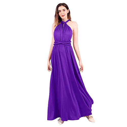 Abendkleid Lang Damen Elegant Sexy Rückenfreies Multiway Bandage Wickelkleid Festlich Hochzeitskleid Brautkleid Brautjungfernkleider Cocktailkleid Weihnachten Silvester Partykleid Ballkleid Violett S von Odizli