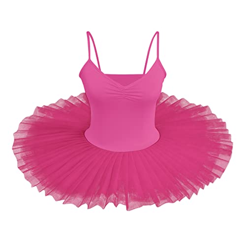 Ballettkleid Damen Ärmellose Spaghettiträger Tanzbody Turnanzug Tanzkleid Swan Lake Ballettkleidung Gymnastikanzug Ballettanzug Tüll Tütü Balletttrikot Balettkleider Ballerina kleider Heiß Rosa S von Odizli