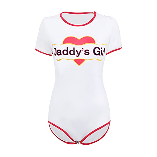 Damen Erwachsene Body ABDL DDLG Kleidung Kurzarm Papas Dessous Neuheit Strampler Nachtwäsche Onesie Pyjama Teddy Shorts Overall Trikot Schlafanzüge Daddy's Girl L von Odizli