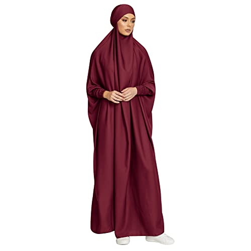 Gebetskleidung für Frauen Abaya Muslim Damen Hijab mit Kapuze Langarm Islamische Muslimische Kleid Arabisch Türkische Robe Jilbab Khimar Kaftan Ramadan Burka Ganzkörper Lang Gebetskleid Weinrot L Gebetskleidung für Frauen Abaya Muslim Damen Hijab mit Kapuze Langarm Islamische Muslimische Kleid Arabisch Türkische Robe Jilbab Khimar Kaftan Ramadan Burka Ganzkörper Lang Gebetskleid Weinrot L von Odizli