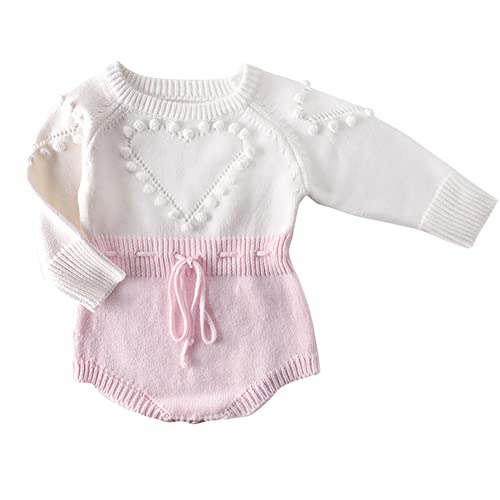 Neugeborene Erstausstattung Baby Zubehör Sachen Mädchen Kleidung Langarm Stricken Strampler Body Babybody Overall Herbst Winter Klamotten Babykleidung Babysachen Set Haarball Rosa 6-12 Monate von Odizli