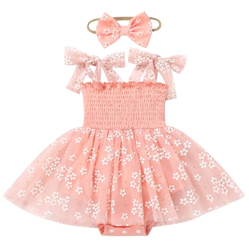 Odizli 1 Geburtstag M�dchen Outfit �rmellos Strampler Tutu Kleid T�llkleid+Stirnband Bekleidungssets Neugeborene Erstausstattung Sommer Kleidung Babykleidung Baby Fotoshooting Tiefrosa 12-18 Monate von Odizli