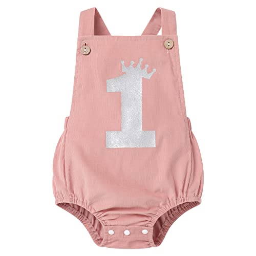 Odizli 1. Geburtstag Mädchen Junge Outfit Sommer Ärmellos Boho Cord 1 Jahr Strampler One Piece Body Babykleidung Erster Geburtstag Geschenk Cake Smash Party Baby Fotoshooting Rosa 12-18 Monate von Odizli