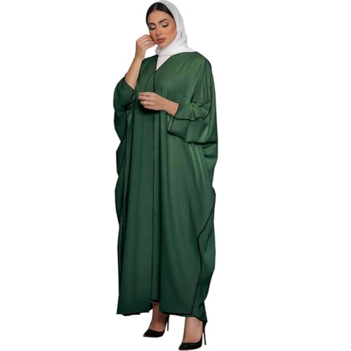 Odizli Abaya Muslim Damen Frauen Gebetskleidung Muslimische Islamische Kleid Langarm V-Ausschnitt Linie Burka Ganzkörper Lang Gebetskleid Namaz Elbisesi Arabisch Kaftan Dubai Ramadan Robe Grün F von Odizli