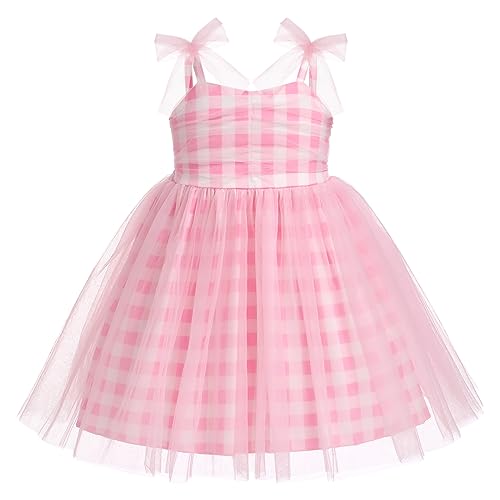 Odizli Baby Kleid Mädchen Ärmellos Glitzer Prinzessin Tutu Tüllkleid Erster 1. Geburtstag Hochzeit Partykleid Sommerkleid Taufkleid Kleidung Fotoshooting Babykleidung Rosa Plaid 3-4 Jahre von Odizli