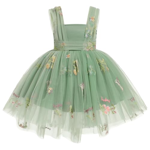 Odizli Baby Kleid Mädchen Kinder Ärmellos Schmetterling Prinzessin Tutu Tüllkleid 1 Geburtstag Taufkleid Blumenmädchenkleider Festlich Hochzeit Ballkleid Einschulungs Sommerkleid Grün 12-18 Monate von Odizli
