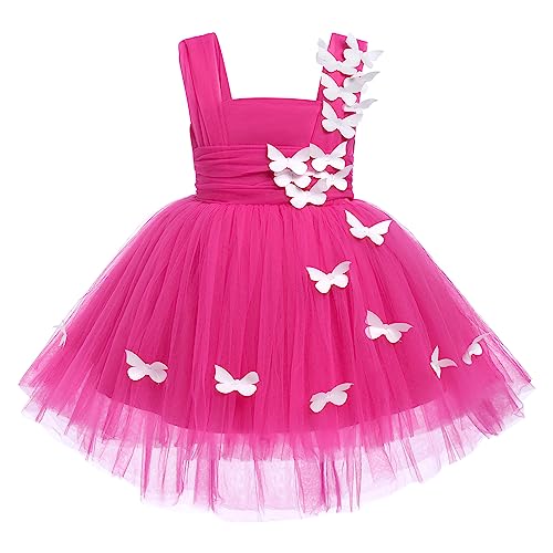 Odizli Baby Kleid Mädchen Kinder Ärmellos Schmetterling Prinzessin Tutu Tüllkleid 1 Geburtstag Taufkleid Blumenmädchenkleider Festlich Hochzeit Ballkleid Einschulungs Sommerkleid Rosenrot 12-18 Monate von Odizli