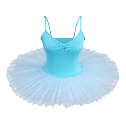 Odizli Ballettkleid Damen Ärmellose Spaghettiträger Tanzbody Turnanzug Tanzkleid Swan Lake Ballettkleidung Gymnastikanzug Ballettanzug Tüll Tütü Balletttrikot Balettkleider Ballerina Kleider Blau S von Odizli