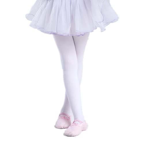 Odizli Ballettstrumpfhose Mädchen Kinder Ballettkleidung Baumwolle Ballett Strumpfhose Ballettanzug Tanzstrumpfhose mit Fuß D#Weiß 12-16 Jahre von Odizli