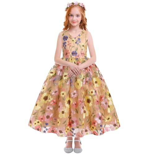 Odizli Blumenmädchenkleider Prinzessin Kleid Mädchen Kinder Ärmellos V-Ausschnitt Gestickte Tüllkleid Festliche Hochzeit Erstkommunion Kommunionkleid Geburtstag Lang Ballkleid Khaki 6-7 Jahre Odizli Blumenmädchenkleider Prinzessin Kleid Mädchen Kinder Ärmellos V-Ausschnitt Gestickte Tüllkleid Festliche Hochzeit Erstkommunion Kommunionkleid Geburtstag Lang Ballkleid Khaki 6-7 Jahre von Odizli