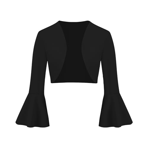 Odizli Bolero Damen Festlich Elegant 3/4 Ärmel Open Front Cardigan Top Blaser Jacke Kurz Blazer zum Kleid Hochzeit Hochzeitsgast Schulterjacke Jäckchen für Abendkleid Schwarz XL von Odizli