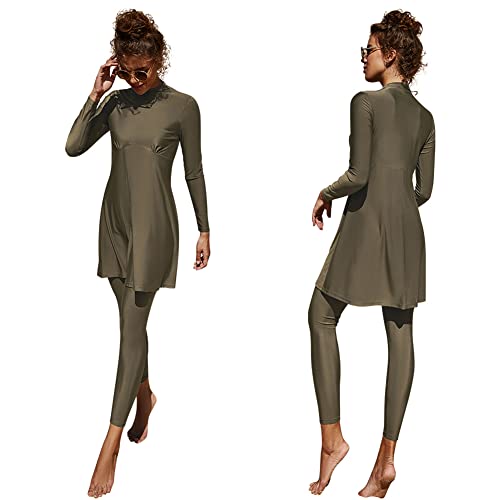 Odizli Burkini Damen Muslim Frauen Muslimische Badeanzug Full Cover Schwimmanzug Islamisch Arabisch Jilbab Langarm Schwimmoberteile Built in Bra+Schwimmhose 2tlg Ganzkörper Modest Bademode 1#Grün L von Odizli