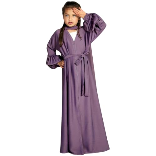 Odizli Gebetskleidung für Kinder Mädchen Abaya Muslim Islam Muslimische Kleid Langarm Cardigan + Hijab 2 Teilig Jilbab Kaftan Khimar Namaz Elbisesi Ramadan Burka Lang Gebetskleid Lavendel 2-3 Jahre von Odizli