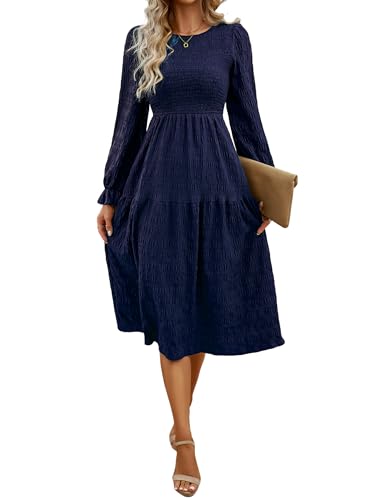 Odizli Herbstkleid Damen Elegant Herbst Winter Langarm Swing A Linien Kleid Fr�hlingskleid Festlich Hochzeit Hochzeitsgast Lang Winterkleid Damenkleid Midikleid Freizeitkleid Dunkelblau L Odizli Herbstkleid Damen Elegant Herbst Winter Langarm Swing A Linien Kleid Fr�hlingskleid Festlich Hochzeit Hochzeitsgast Lang Winterkleid Damenkleid Midikleid Freizeitkleid Dunkelblau L von Odizli