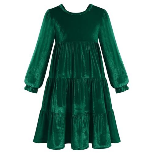 Odizli Kleider f�r M�dchen Kinder Herbst Winter Warm Langarm Samt R�schen A Line Prinzessin Samtkleid Winterkleid Weihnachten Hochzeit Festliches Weihnachtskleid Kinderkleidung Gr�n 11-12 Jahre von Odizli