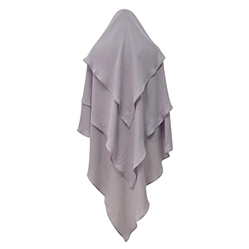 Odizli Kopftuch Damen Hijab Jersey Khimar Muslimisch Islamische Dubai Middle East Mehrschichtige Rüschen Schal Scarf Halstuch Untertuch Frauen Tuch Arabische Jilbab Kaftan Ramadan Kleidung Hellgrau F von Odizli