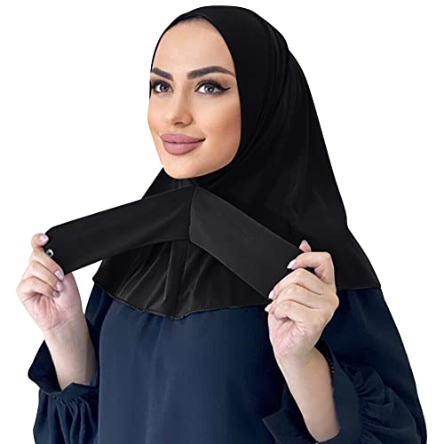 Odizli Kopftuch Damen Hijab Muslimisch Islamische Dubai Middle East Elastische Bonnet Jersey Khimar Einfarbige Schal Scarf Halstuch Untertuch Frauen Tuch Jilbab Kaftan Ramadan Kleidung Schwarz F von Odizli