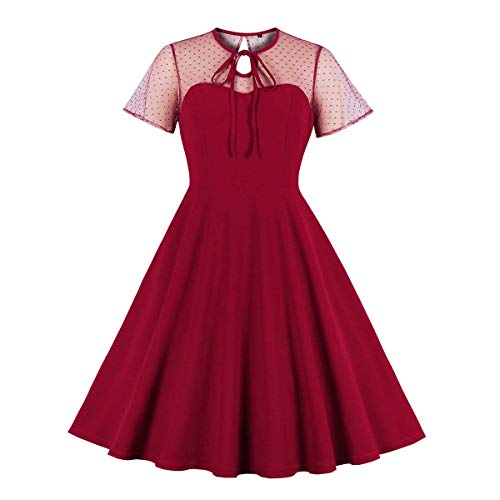 Odizli Rockabilly Kleider Damen 50er Jahre Elegant Vintage Sommer Mesh Kurzarm A Linie Sommerkleid Swing Petticoat Knielang Coctailkleid Hochzeit Festlich Hochzeitsgäste Kurz Abendkleid Weinrot L Odizli Rockabilly Kleider Damen 50er Jahre Elegant Vintage Sommer Mesh Kurzarm A Linie Sommerkleid Swing Petticoat Knielang Coctailkleid Hochzeit Festlich Hochzeitsgäste Kurz Abendkleid Weinrot L von Odizli