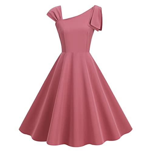 Odizli Rockabilly Kleider Damen Elegant Cocktailkleid 50er Jahre Vintage Ärmellos Rüsche Petticoat Kleid Festlich Hochzeit Hochzeitsgast Partykleid Abschlusskleid Kurz Abendkleid Bohnenrosa S von Odizli