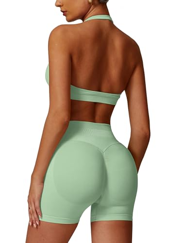 Odizli Sport Set Damen Zweiteiler Neckholder Starker Halt BH+High Waist Shorts Kurz Sporthose Outfit Frauen Sportset Gym Workout Yoga Kleidung Sportanzug Sportkleidung Fitness Bekleidung Salbeigrün M Odizli Sport Set Damen Zweiteiler Neckholder Starker Halt BH+High Waist Shorts Kurz Sporthose Outfit Frauen Sportset Gym Workout Yoga Kleidung Sportanzug Sportkleidung Fitness Bekleidung Salbeigrün M von Odizli
