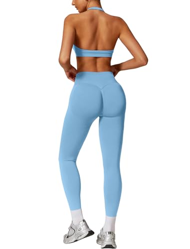 Odizli Sport Set Damen Zweiteiler Neckholder Starker Halt BH + High Waist Leggings Outfit Frauen Sportset Gym Workout Yoga Kleidung Sportanzug Sportkleidung Fitness Bekleidung Blau M Odizli Sport Set Damen Zweiteiler Neckholder Starker Halt BH + High Waist Leggings Outfit Frauen Sportset Gym Workout Yoga Kleidung Sportanzug Sportkleidung Fitness Bekleidung Blau M von Odizli