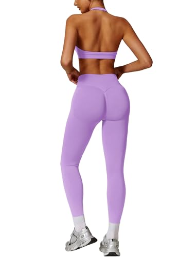 Odizli Sport Set Damen Zweiteiler Neckholder Starker Halt BH + High Waist Leggings Outfit Frauen Sportset Gym Workout Yoga Kleidung Sportanzug Sportkleidung Fitness Bekleidung Lila S Odizli Sport Set Damen Zweiteiler Neckholder Starker Halt BH + High Waist Leggings Outfit Frauen Sportset Gym Workout Yoga Kleidung Sportanzug Sportkleidung Fitness Bekleidung Lila S von Odizli