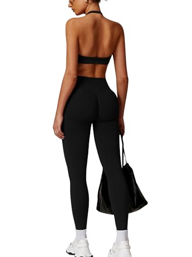 Odizli Sport Set Damen Zweiteiler Neckholder Starker Halt BH + High Waist Leggings Outfit Frauen Sportset Gym Workout Yoga Kleidung Sportanzug Sportkleidung Fitness Bekleidung Schwarz L Odizli Sport Set Damen Zweiteiler Neckholder Starker Halt BH + High Waist Leggings Outfit Frauen Sportset Gym Workout Yoga Kleidung Sportanzug Sportkleidung Fitness Bekleidung Schwarz L von Odizli