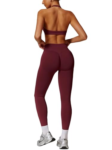 Odizli Sport Set Damen Zweiteiler Neckholder Starker Halt BH + High Waist Leggings Outfit Frauen Sportset Gym Workout Yoga Kleidung Sportanzug Sportkleidung Fitness Bekleidung Weinrot M Odizli Sport Set Damen Zweiteiler Neckholder Starker Halt BH + High Waist Leggings Outfit Frauen Sportset Gym Workout Yoga Kleidung Sportanzug Sportkleidung Fitness Bekleidung Weinrot M von Odizli