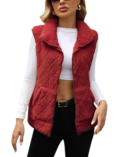Odizli Teddy Weste Damen Herbst Winter Warm Flauschig Elegant Ärmellos Gilet Teddyfleece Teddywesten Teddyjacke Fleeceweste Fellweste Winterjacke Felljacke Kuscheljacke Rot XXL Odizli Teddy Weste Damen Herbst Winter Warm Flauschig Elegant Ärmellos Gilet Teddyfleece Teddywesten Teddyjacke Fleeceweste Fellweste Winterjacke Felljacke Kuscheljacke Rot XXL von Odizli