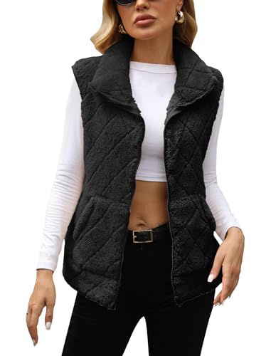 Odizli Teddy Weste Damen Herbst Winter Warm Flauschig Elegant Ärmellos Gilet Teddyfleece Teddywesten Teddyjacke Fleeceweste Fellweste Winterjacke Felljacke Kuscheljacke Schwarz M Odizli Teddy Weste Damen Herbst Winter Warm Flauschig Elegant Ärmellos Gilet Teddyfleece Teddywesten Teddyjacke Fleeceweste Fellweste Winterjacke Felljacke Kuscheljacke Schwarz M von Odizli