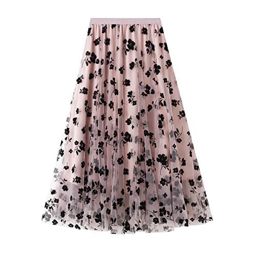 Tüllrock Damen Lang Rock Elegant Vintage Blume Stickerei Elastisch High Waist A Linie Swing Midi Sommer Faltenrock Plisseerock Winterrock Maxirock Frauen Festlich Fee Tutu Röcke Rosa L Tüllrock Damen Lang Rock Elegant Vintage Blume Stickerei Elastisch High Waist A Linie Swing Midi Sommer Faltenrock Plisseerock Winterrock Maxirock Frauen Festlich Fee Tutu Röcke Rosa L von Odizli