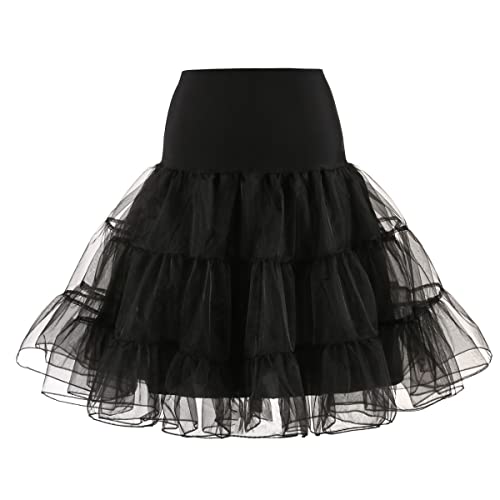 Petticoat Unterrock Damen Kurz Crinoline Reifrock f�r Rockabilly Kleid 40er 50er 60er Jahre Rock Brautkleid Knielang T�llrock Elegant Vintage Swing Retro Festlich A Linie Coctailkleid Schwarz XL von Odizli